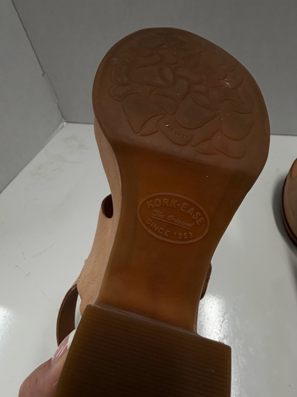 Kork-Ease Tan Slingback Wedge Sandals with Buckle - Picture 5 of 6